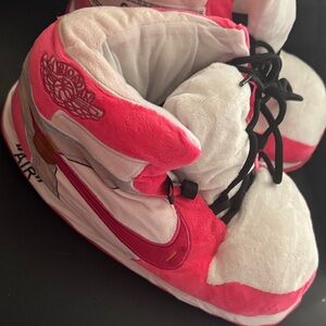 Nike Pink and White Plush house Shoes